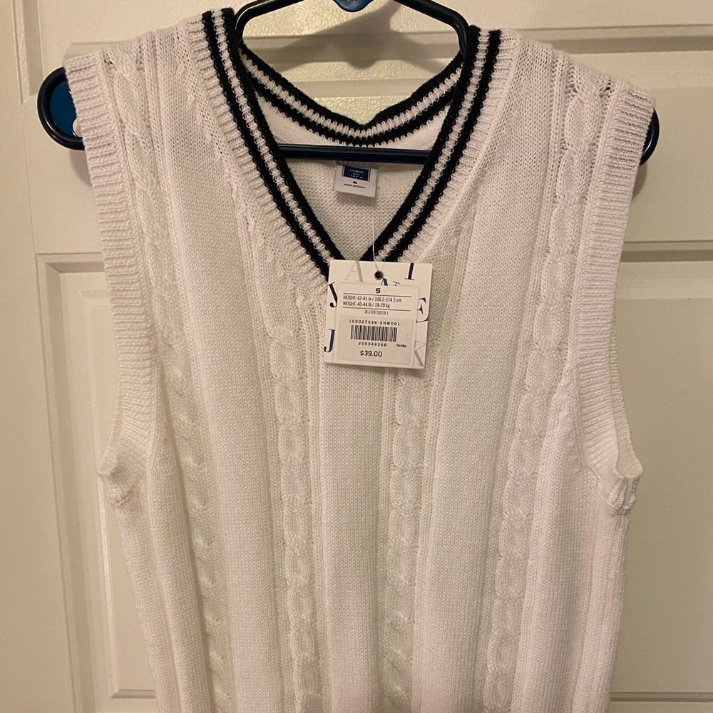 Janie and Jack boys cableknit sweater vest white